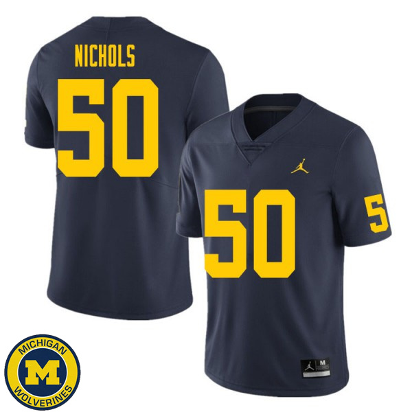 Mens Michigan Wolverines #50 Jerome Nichols Navy NCAA Football Jersey